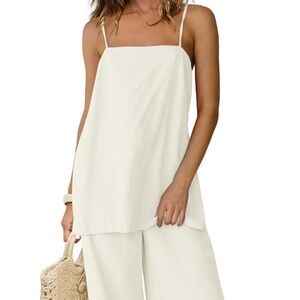 Elegant white Women's tank and pant